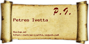 Petres Ivetta névjegykártya